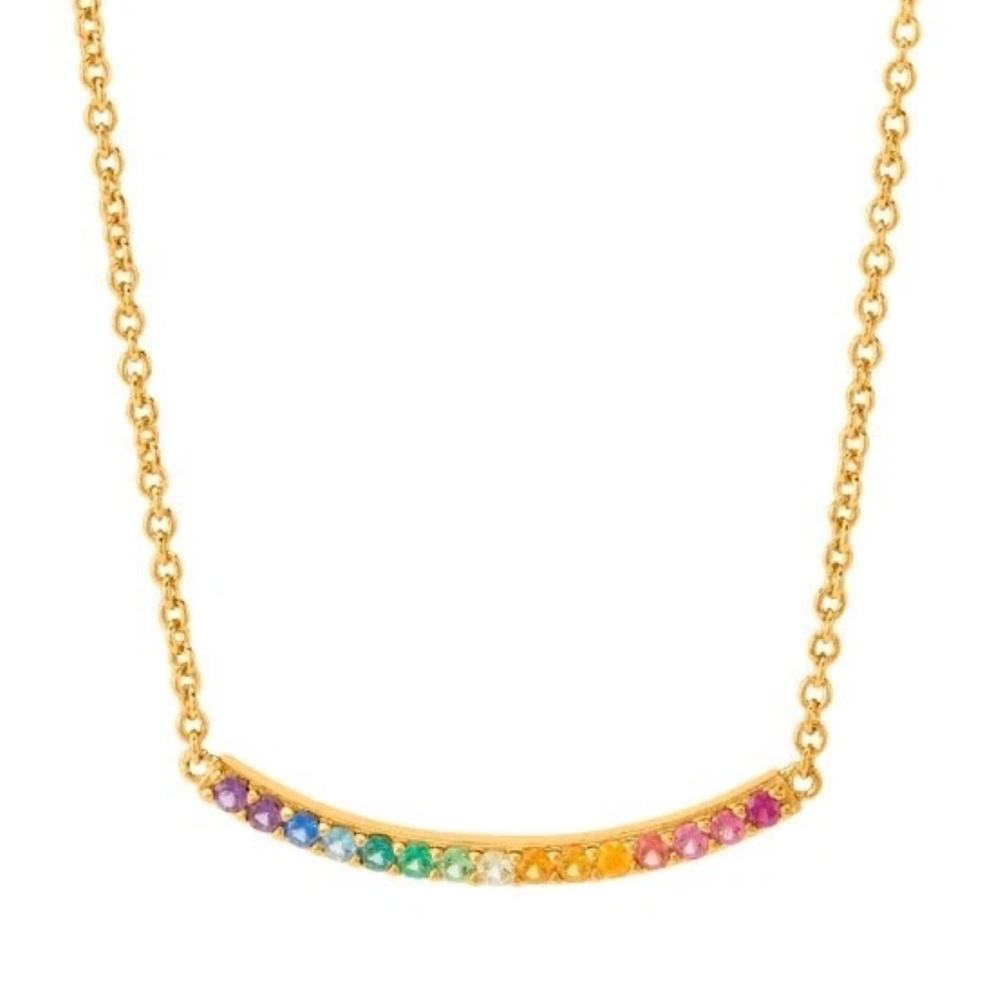 Origami Owl Gold Rainbow Bar Necklace with Multicolor Crystals